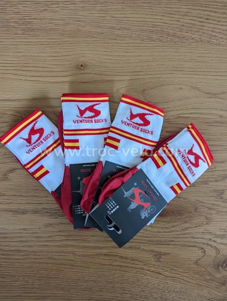 NEUF - Lot de 4 paires de chaussettes Cyclisme - Running - ESPAGNE BLANC - Ventura Socks - 1